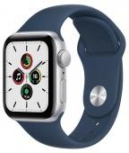 Умные часы Apple Watch SE GPS 40мм Silver Aluminum Blue Sport Band фото