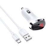 АЗУ Borofone BZ15 Auspicious 2USB + кабель Micro (2,4A) Белый (сдисплеем) фото