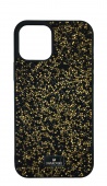 Чехол накладка силиконовая iPhone 12 Swarovski Черный/Золото фото