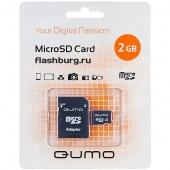Карта памяти Qumo microSD 2 ГБ 4 класс адптер фото