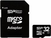 Карта памяти microSDHC Silicon Power 32 ГБ 10 класс адаптер фото