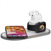 Deppa Зарядная станция для 3 в 1: iPhone, Apple Watch, Airpods, беспроводная, 15W, белый(24006) фото