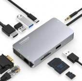 USB HUB Hagibis Type-C/HDMI/USB3.0/RJ45/SD/TF PD фото