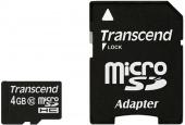 Карта памяти Transcend micro SD 4 ГБ class 10 + адаптер фото