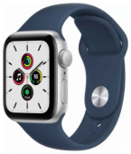Умные часы Apple Watch SE GPS 44mm Silver Aluminum Blue Sport Band фото