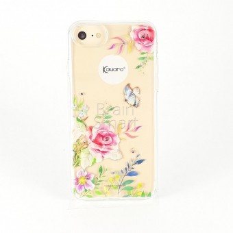 Чехол накладка силиконовая iPhone 7 Kauaro Swarovski прозрачный цветы с бабочкой фото