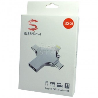 USB Flash Drive 32Gb iDragon U010 металл (Lightning, microUSB, Type-C) фото