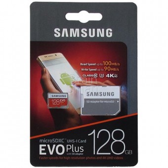Карта памяти Micro SDXC 128 GB Samsung Evo Plus Class 10 U3 (100 Mb/s) + SD адаптер фото