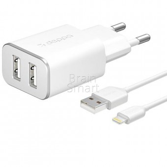 Deppa СЗУ 2 USB 2.4A + кабель Lightning, MFI, белый(11383) фото
