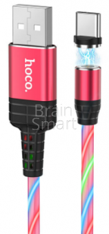 USB кабель HOCO U90 Ingenious Streamer Type-C Магнитный Светящийся Pink фото