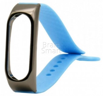 Ремешок для браслета MiJobs Xiaomi Mi Band 2 силиконовый с металлическим каркасом голубой фото