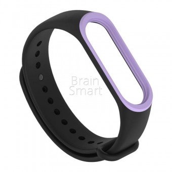 Ремешок для браслета Xiaomi Mi Band 3 MiJobs силиконовый с окантовкой черный/фиолетовый фото