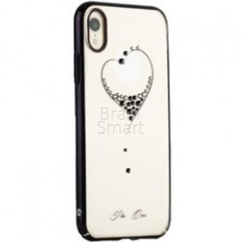 Чехол накладка силиконовая iPhone XR KINGXBAR Swarovski Starry Sky-Heart Series Black фото