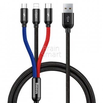 USB кабель Baseus Three Primary Colors 3-in-1 3,5A 30 sm Черный фото