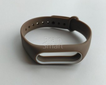 Ремешок для браслета MiJobs Xiaomi Mi Band 2 силикон с окантовкой коричневый/белый фото