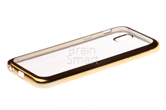 Чехол силиконовый Samsung Galaxy J330 (2017) перламутр золото с оконтовкой фото