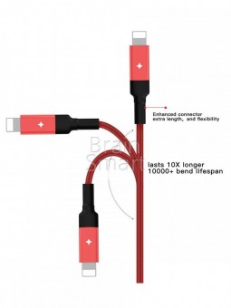 USB кабель Monarch J-series Lightning плетеный автоотключение 1.2 m Red фото