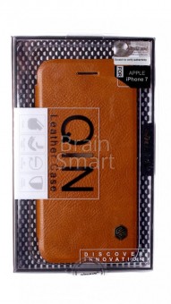 Чехол книжка iPhone 7 Nillkin QIN коричневый фото