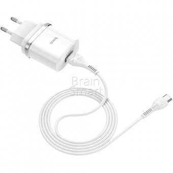 СЗУ HOCO C12Q Smart QC3.0 + кабель Type-C белый фото
