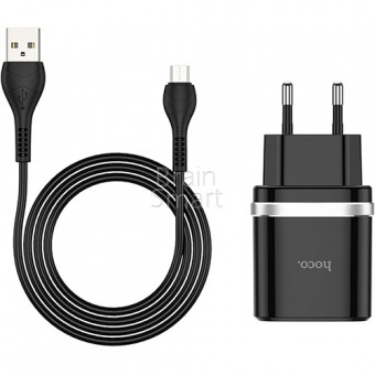 СЗУ HOCO C12Q Smart QC3.0 + кабель micro черный фото
