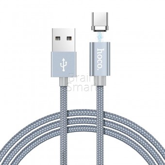 USB кабель HOCO U40A Magnetic adsorption Type-C metal gray фото