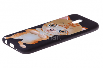 Чехол накладка силиконовая Samsung J530 Brauffen Рыжий котенок/Черный фото