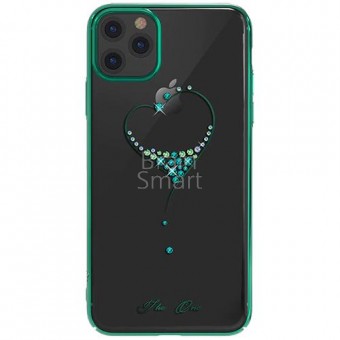 Чехол накладка силиконовая iPhone11 Pro Max KINGXBAR Swarovski Starry Sky-Heart Series Green фото
