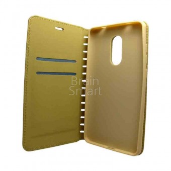 Чехол книжка перфорация Xiaomi Redmi Note 4X New Case золотистый фото