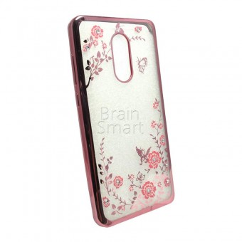 Чехол накладка силиконовая Xiaomi Redmi Note 4X Swarovski Цветы розовый фото