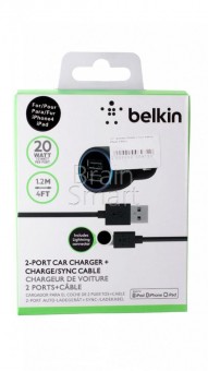 АЗУ оригинал Belkin 2-Port + iPhone 4 (2.1A) (1.2m) black фото