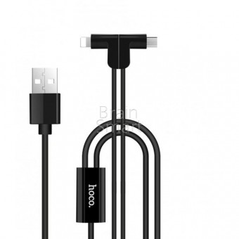 USB кабель HOCO X12 Lightning+Micro (1.2m) Black фото