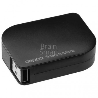 Deppa USB кабель micro USB, с автосмоткой 2-х стор. коннек. (72220)  0,8м черный фото