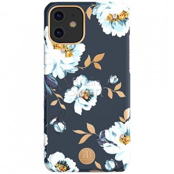 Чехол накладка силиконовая iPhone11 KINGXBAR Swarovski Blossom Series Night Blue фото