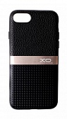 Чехол  накладка силиконовая iPhone 7/8 XO кожа карбон с метал. вставкой Black