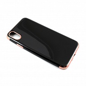 Чехол накладка силиконовая iPhone X Gurdini Obsidian series Черный/Серебристый