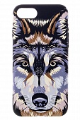 Чехол накладка силиконовая iPhone 7 UMKU Волк чёрный/белый (А1)
