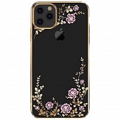 Чехол накладка силиконовая iPhone11 Pro KINGXBAR Swarovski Flora Series Gold