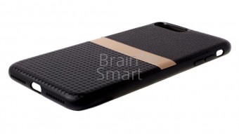Чехол  накладка силиконовая iPhone 7Plus/8Plus XO кожа карбон с метал. вставкой Black фото