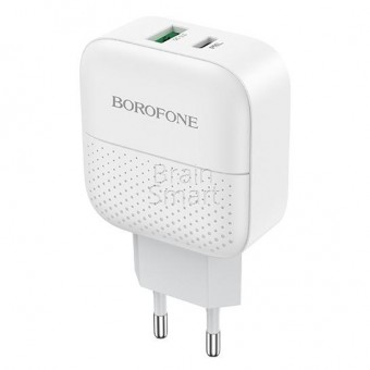 СЗУ Borofone BA46A Premium 2USB (3.0A/QC3.0/PD3.0/18W) Белый фото