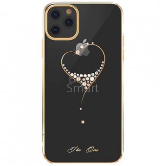 Чехол накладка силиконовая iPhone11 Pro Max KINGXBAR Swarovski Starry Sky-Heart Series Gold фото