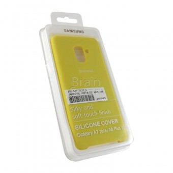 Чехол накладка силиконовая Samsung А730 (А8+ 2018) Silicone Cover желтый (4) фото