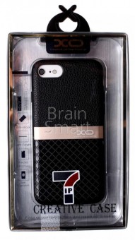 Чехол  накладка силиконовая iPhone 7/8 XO кожа с метал. вставкой Black фото