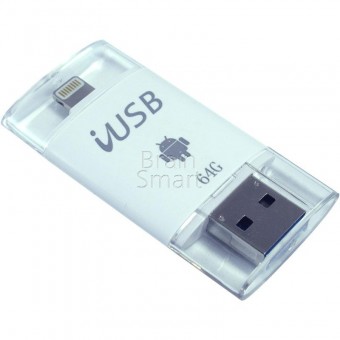 USB флеш iDragon Drive 64 ГБ U007 (Lightning, microUSB) белый фото