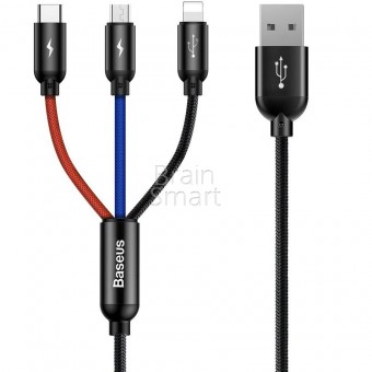 USB кабель Baseus Three Primary iP+Micro+Type-C 120cm Color фото