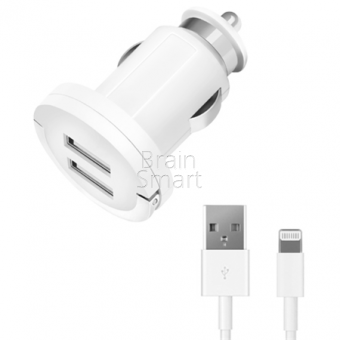 АЗУ Maverick 2 USB (2.1A+1A) + дата-кабель 8-pin, белый фото