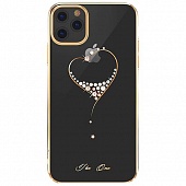 Чехол накладка силиконовая iPhone11 Pro KINGXBAR Swarovski Starry Sky-Heart Series Gold