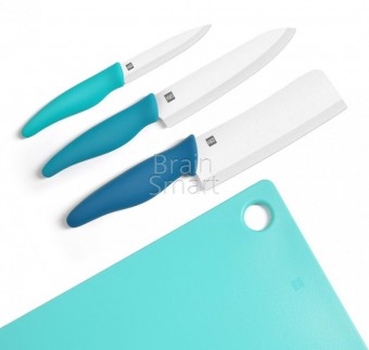 Набор ножей с разделочной доской Xiaomi Huohou Nano Ceramic Knife Blue Умная электроника фото
