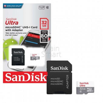 Карта памяти SanDisk micro SD 32 ГБ UHS-1 80Mb/S class 10 + адаптер фото