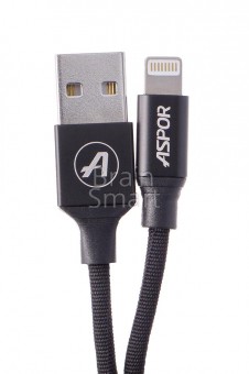 USB кабель ASPOR AC-12 Lightning Aluminum (1,2m) (2.4A) Черный фото