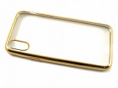 Чехол накладка силиконовая iPhone X Gurdini с окантовкой золотистый